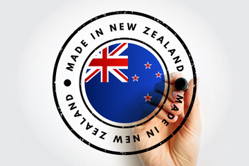 Made in New Zealand text emblem stamp, concept background