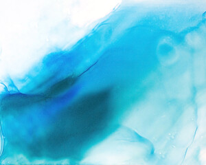 Blue and turquoise hand painted abstract backgrounds and textures alcohol ink art. - 696772636