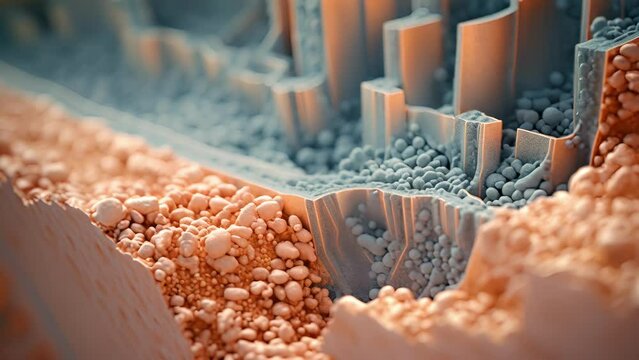 An electron microscope of a molten salt battery, showcasing the unique design that allows it to store and release energy at high temperatures.