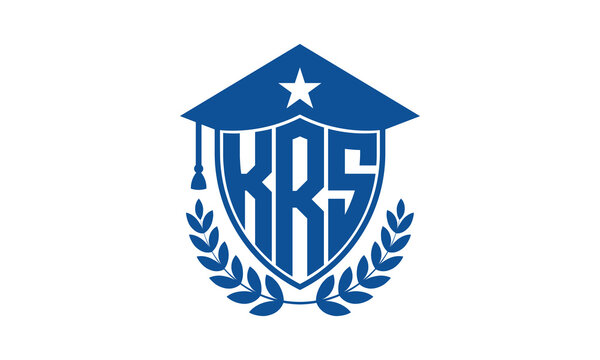 KRS three letter iconic academic logo design vector template. monogram, abstract, school, college, university, graduation cap symbol logo, shield, model, institute, educational, coaching canter, tech	