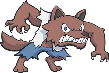 werewolf halloween monster doodle handrawn vector drawing