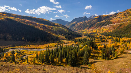 Epic Aerial View of Colorado Mountain Vista Scenery in the Fall Season
