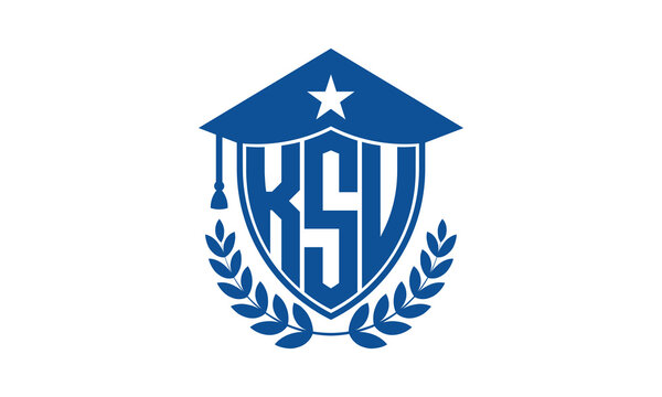 KSU three letter iconic academic logo design vector template. monogram, abstract, school, college, university, graduation cap symbol logo, shield, model, institute, educational, coaching canter, tech	