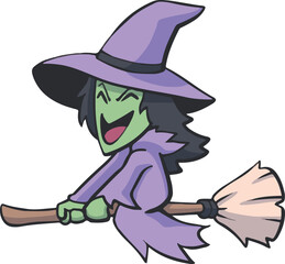 witch halloween monster doodle handrawn vector drawing