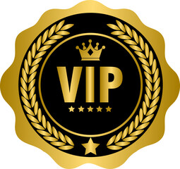 Set of VIP golden badge and label, golden VIP membership