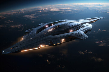 Science Fiction space vehicle. Generative Ai