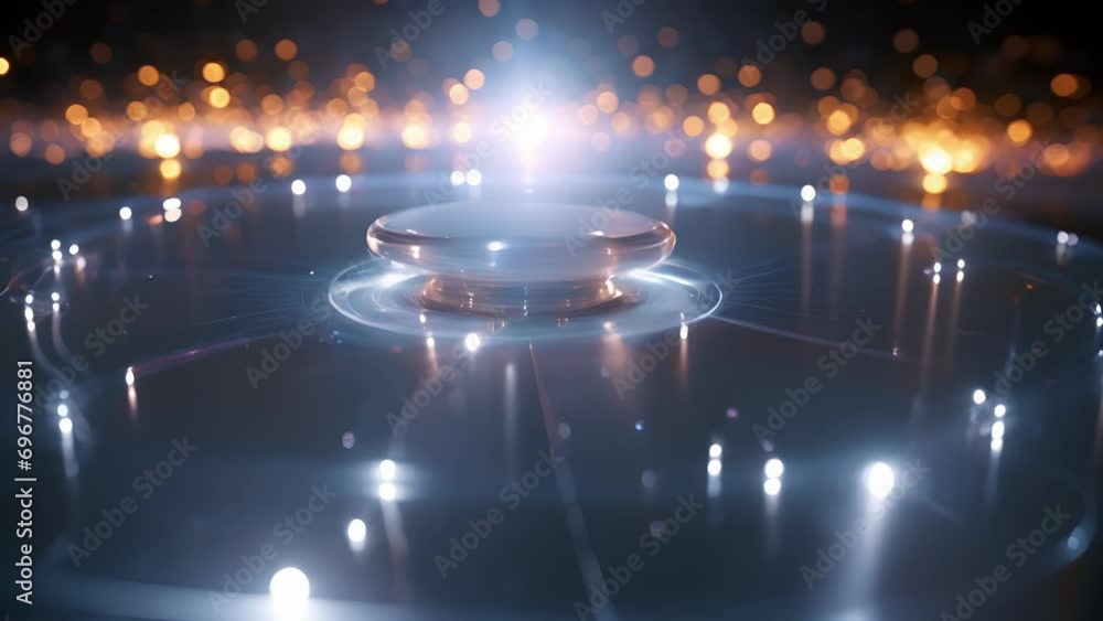 Poster a closeup look at a quantum teleportation experiment, showcasing the potential for instantaneous dat