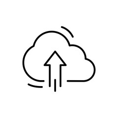 Cloud upload outline icons, minimalist vector illustration ,simple transparent graphic element .Isolated on white background