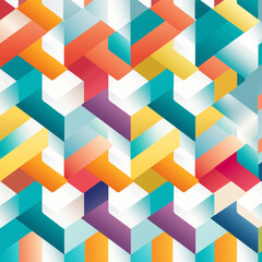 Obraz premium pattern, cube, geometric, vector, design, 3d, square, colorful, wallpaper, seamless, color, shape, art, illustration, backdrop, decoration, template, technology, texture, concept, squares, element, di