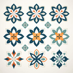 Obraz premium flower, pattern, floral, seamless, vector, illustration, flowers, design, spring, decoration, wallpaper, nature, art, summer, ornament, texture, set, blossom, element, pink, leaf, plant, textile, back