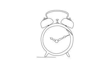 Single continuous line drawing of Alarm clock. Vintage item concept one line draw design graphic vector illustration
