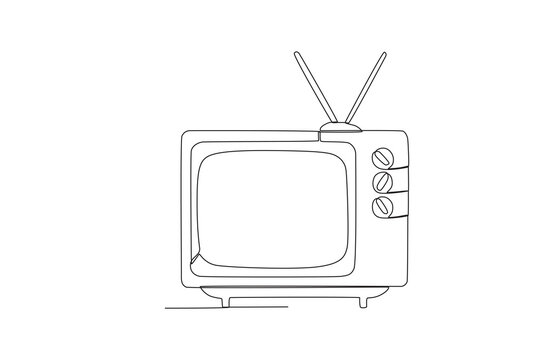 Single continuous line drawing of Vintage television. Vintage item concept one line draw design graphic vector illustration
