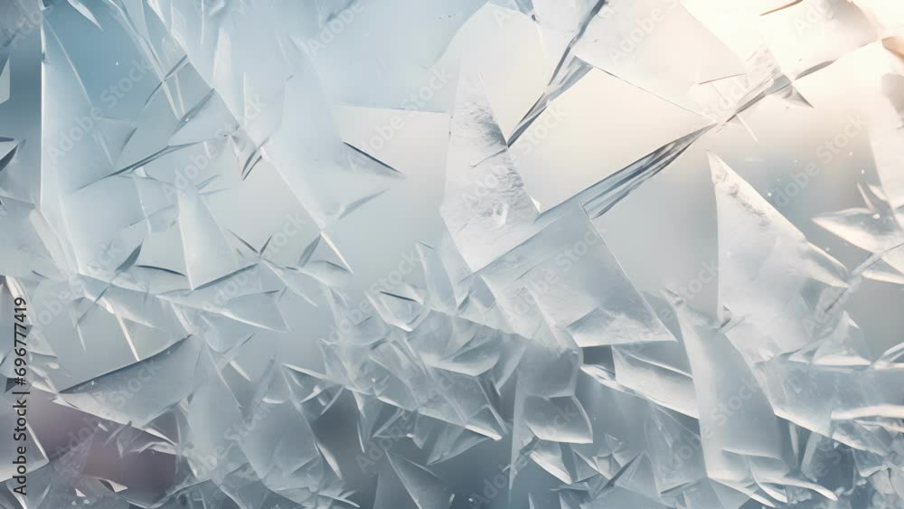 Poster a closeup view of the crystals forming on a frozen window before slowly melting and creating water d