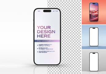 Isolated Smartphone With Editable Shadows And Backgrounds Mockup