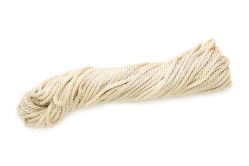 Coil of rope isolated on a white background close up
