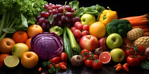 Wandcirkels aluminium Fresh fruits and vegetables © Lucky Ai