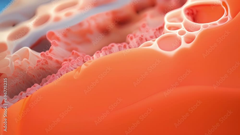 Poster a magnified view of a bioprinted organ, showcasing the microscopic detail and complexity of the prin