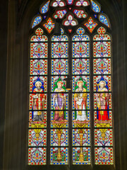 Stained glass window in church