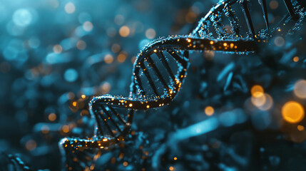 Human DNA modified with the help of microchips and nanorobots, nanotechnology - obrazy, fototapety, plakaty