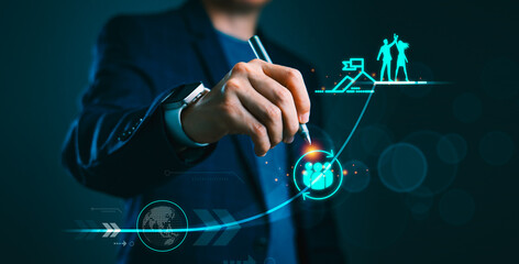 Fototapeta premium Team Triumph: Dynamic Business Collaboration Fuels Success