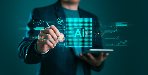 AI Evolution: Man Commanding Intelligent Machines for Futuristic Innovation