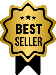 Best seller golden label badges, best seller gold banner emblem