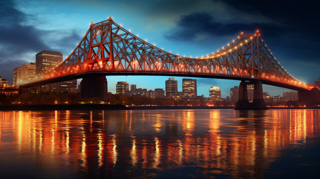 Fototapeta Jacques-Cartier Bridge in Montreal at sunset