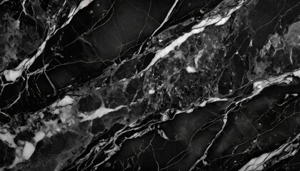 Fototapeta premium A luxurious abstract black marble surface, adorned with intricate white and golden veins, exuding opulence and sophistication, high resolustion background.