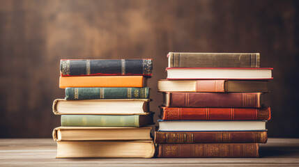 Stack of books education and learning background