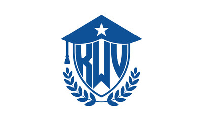 KWV three letter iconic academic logo design vector template. monogram, abstract, school, college, university, graduation cap symbol logo, shield, model, institute, educational, coaching canter, tech	
