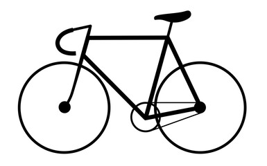 Minimalistic bicycle logo. Racing bicycle drawn with lines. Two-wheeled eco-friendly vehicle. Racing bicycle with fixed gear. Cycling. 