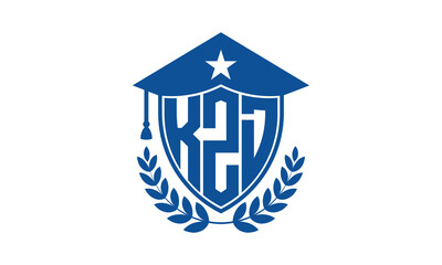 KZD three letter iconic academic logo design vector template. monogram, abstract, school, college, university, graduation cap symbol logo, shield, model, institute, educational, coaching canter, tech	