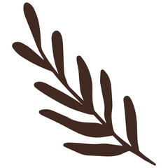 Hand drawn brown leaves twig sign vector art