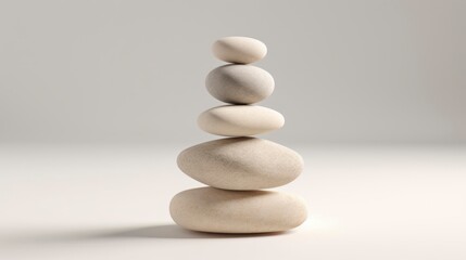 Stone balancing, zen stone composition captures the essence of minimalism simplicity and tranquility, minimalist and clean background