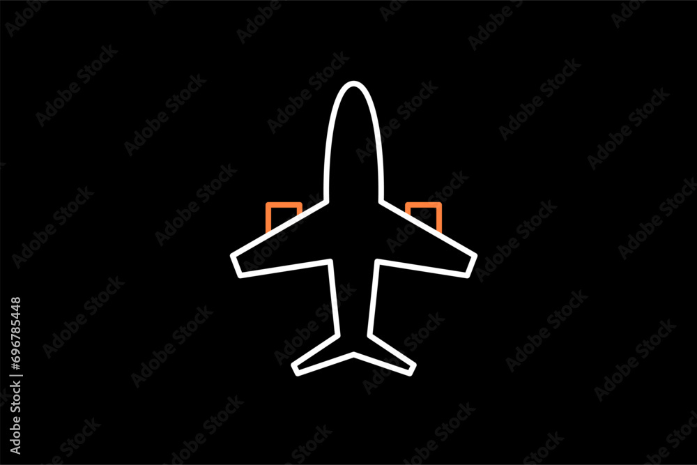 Canvas Prints airplane  flat  vector illustration in  dark style.