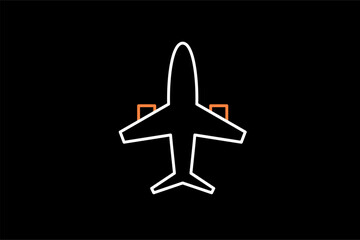 airplane  flat  vector illustration in  dark style.