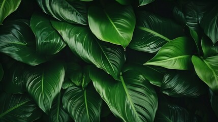 Calathea Orbifolia green natural leaves background : Generative AI - obrazy, fototapety, plakaty
