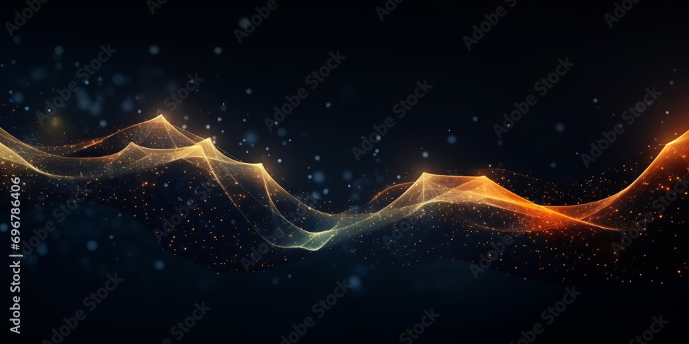 Aufkleber Wave of dots and weave lines. Abstract background. Network connection structure. : Generative AI