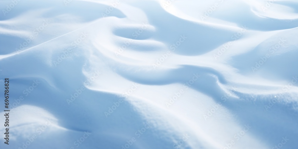 Poster Close up of snow texture in light blue. Shadows in the snow close-up. : Generative AI
