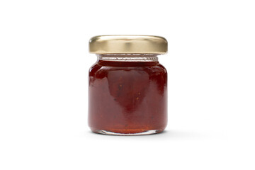 Handcrafted Mini Strawberry Preserves Jar - Sweet Berry Jam Isolated with shadow