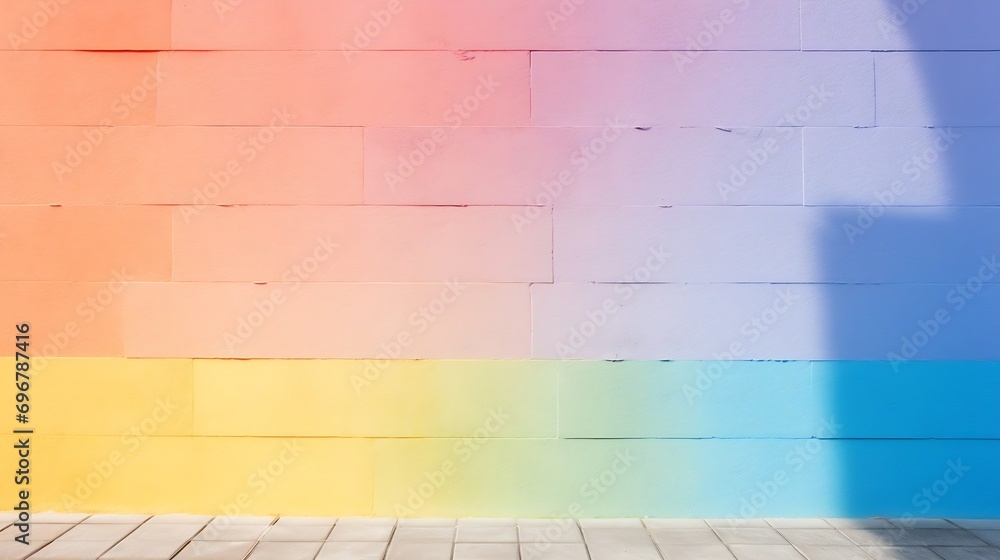 Aufkleber rainbow reflective colorful sunlight on textured surface of wall. dispersion and refraction of light