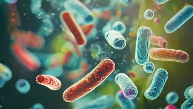 A detailed of lactic acid bacteria, commonly found in fermented foods, showcasing their role in food preservation through the production of acids.