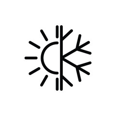  Cold weather icon. hot weather.  Temperature sign sun and snowflake icon 