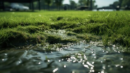 Obraz na płótnie Canvas rainwater on the grass