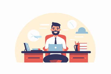 Happy office workers flat vector illustration. Cheerful corporate employees cartoon characters set. Young male and female students in casual clothes