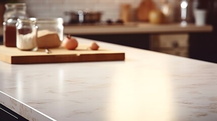 Close up of countertop with kitchen equipment in kitchen : Generative AI