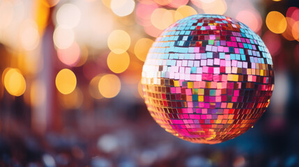 Fototapeta premium Disco ball with colorful bokeh