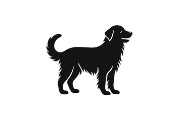 Black and white silhouette illustration of a dog in profile.