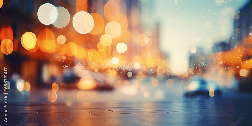 Aufkleber abstract bokeh blur light background , bokeh style in the city : generative ai