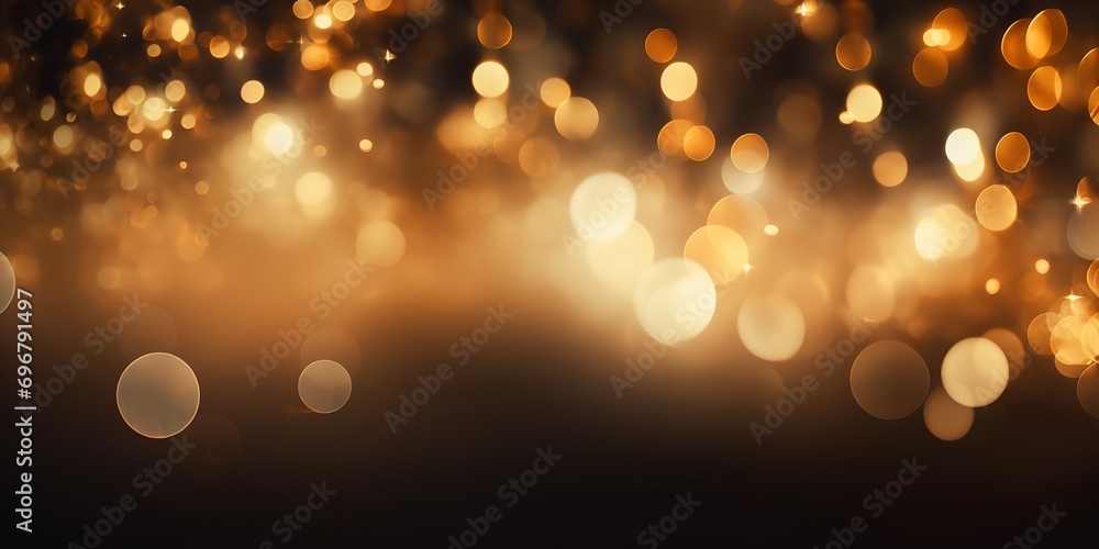 Aufkleber beautiful golden lights on dark background. bokeh effect : generative ai